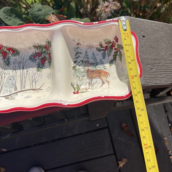 CHRISTMAS dish winter forest 3 section server - Picture 9 of 16